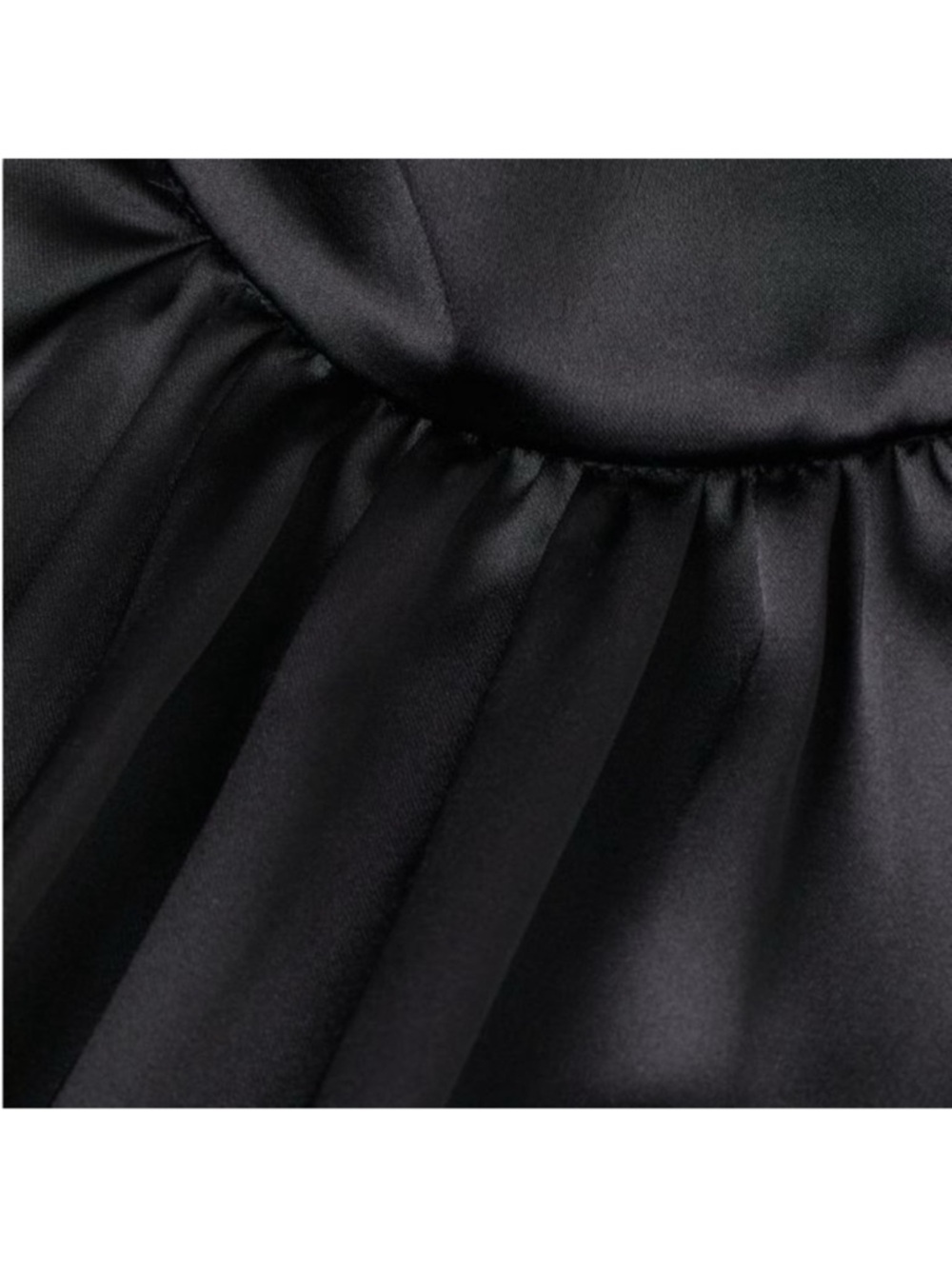 Black satin long sleeve knee length dress flowy - Picture 4 of 11
